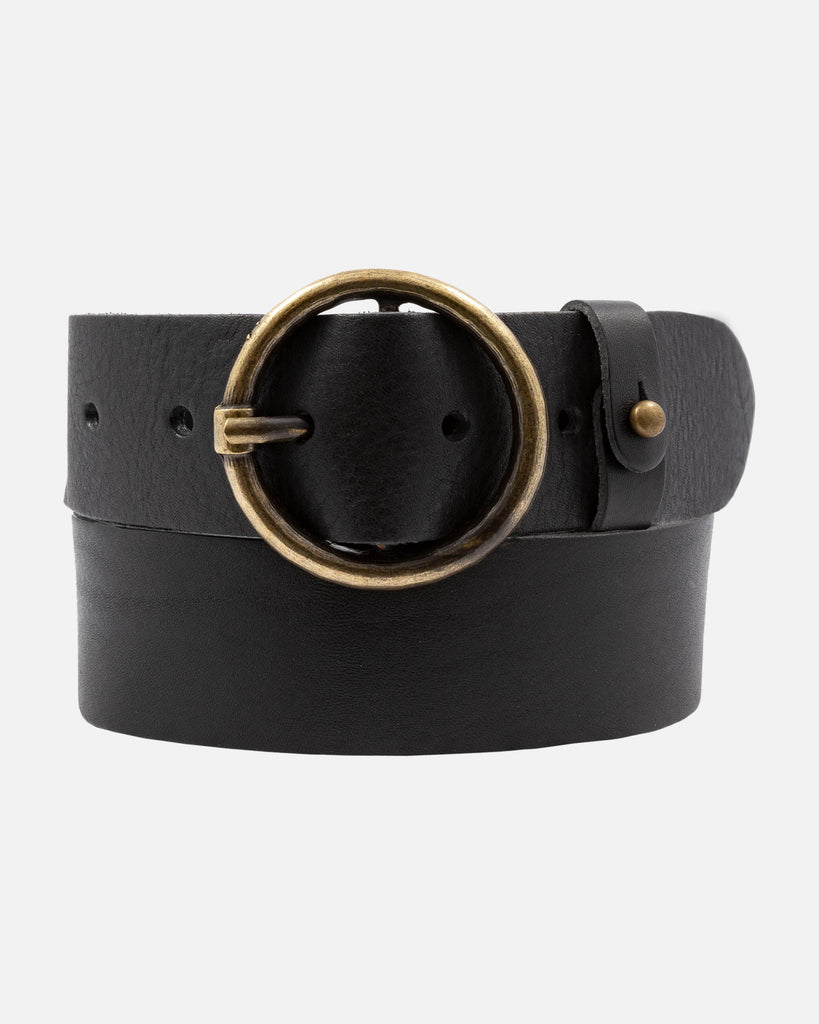 Pip 2.0 | Vintage Gold Round Buckle Leather Belt