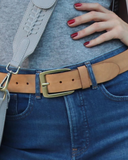 40040 Robyn | Ceinture En Cuir Classique Avec Boucle Dorée Vintage Pour Jeans